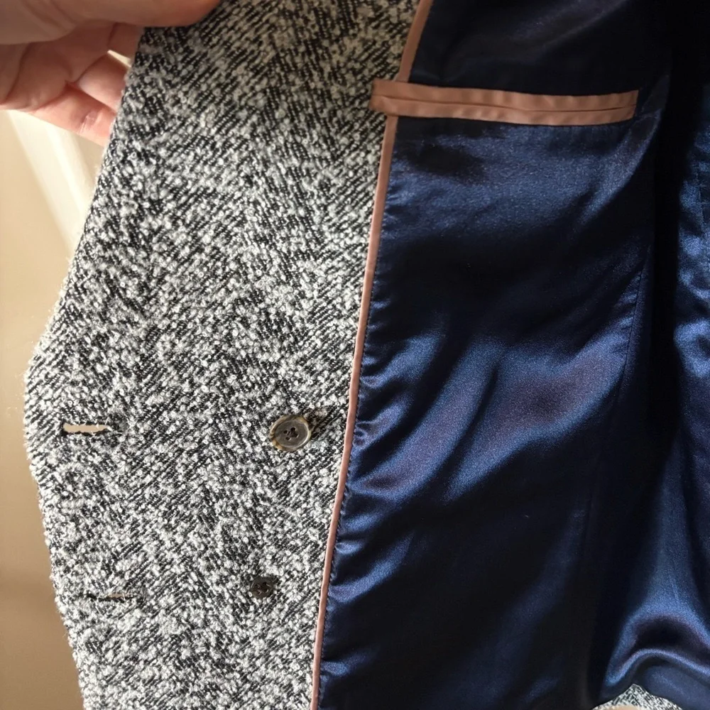 J.Crew Relaxed Double-Breasted Blazer in Italian Flecked Herringbone Size 4